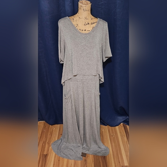 Womens Catos Long Maxi Dress Gray Sz Xl 14/16 Stretch Modest - Picture 1 of 7